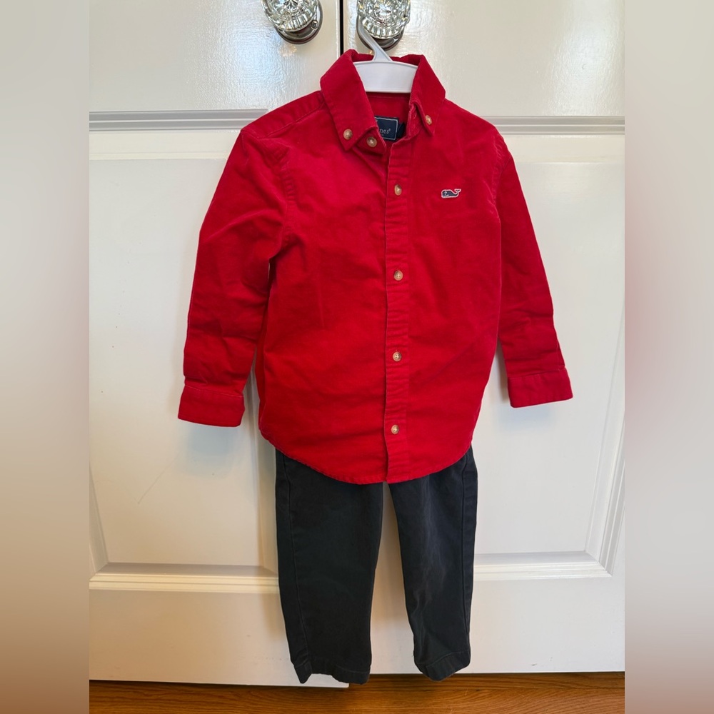 Fine Wale Corduroy Button Down Shirt and Boys' Breaker Chino Pant